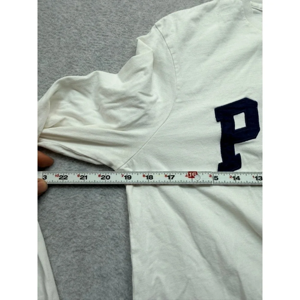Polo Ralph Lauren Mens White Long Sleeve Arched Logo American Flag T-Shirt M